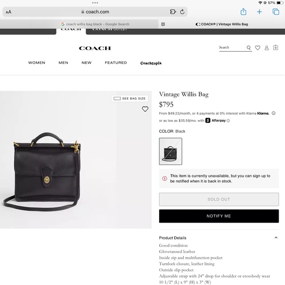 Coach Black Crossbody Bag with Gold Accents - Picture 2 of 16